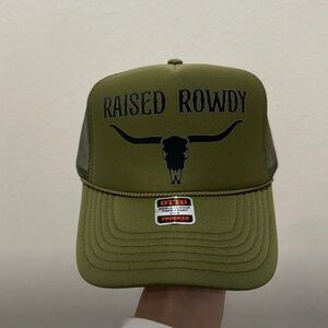 OTTO Raised Rowdy Olive Green Trucker Hat